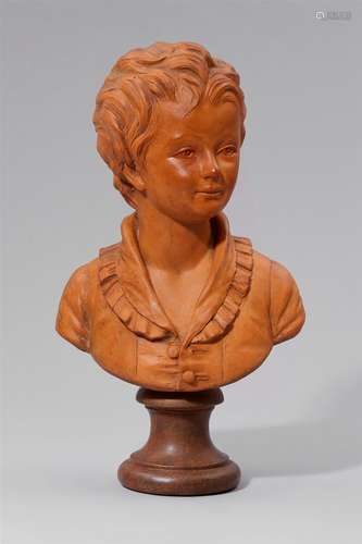 A terracotta bust of Alexandre BrongniartPolychrome terracotta bust on a round base. H with base