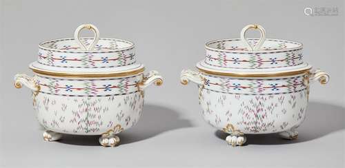 A pair of Nymphenburg porcelain ice pails with Atlas decorPorzellan, polychromer Emaildekor,