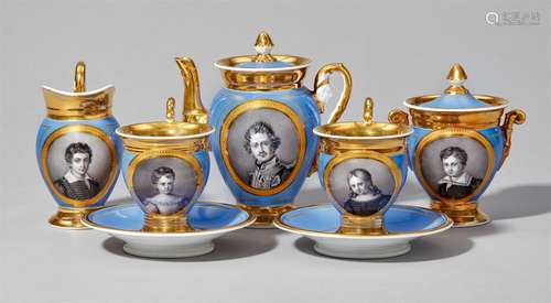 A porcelain service with portraits of King Ludwig I of Bavaria and his familyTête à tête