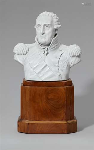 A Meissen porcelain bust of King Friedrich August I of SaxonyBiscuit porcelain bust of the king