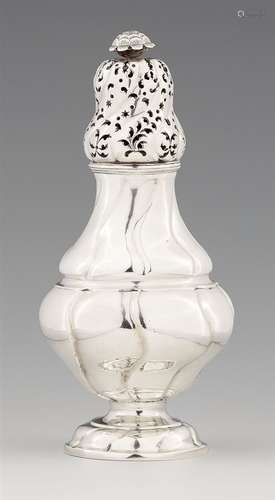 A Baltic silver sugar casterFluted baluster form cruet, the lid with bayonet clasp and pierced