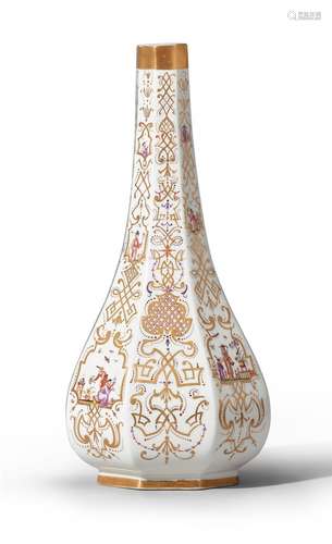 A rare and finely decorated Meissen porcelain sake bottleOf octagonal section, each face decorated