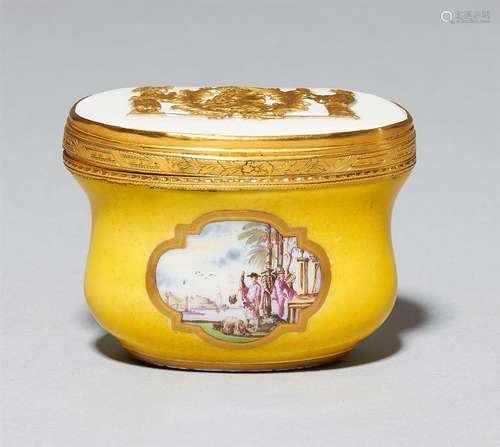 A Meissen porcelain snuff box with a portrait of Augustus the StrongPorcelain and milk glass snuff