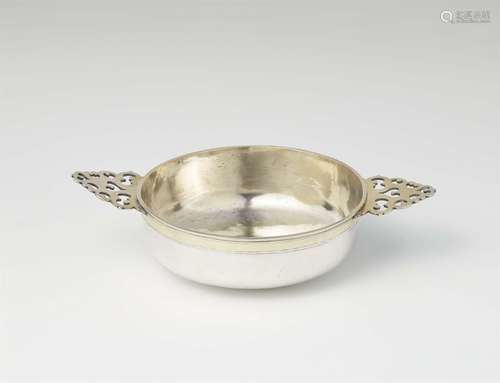 An Osnabrück parcel gilt silver ecuelleSilver; partly gilded. Round shallow dish with pierced