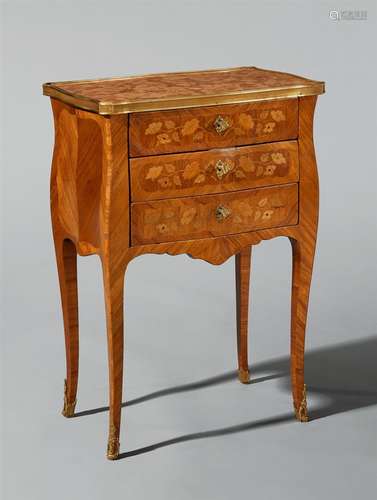 A French inlaid night standRosewood, boxwood, maple and stained wood inlays on oak and softwood,