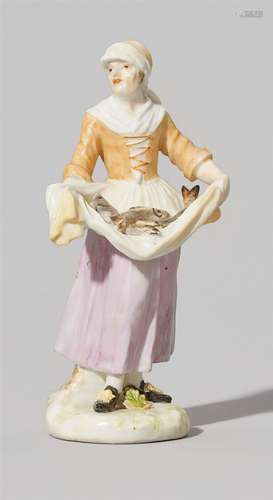 A rare Meissen porcelain figure of a fishmonger from the Cris de LondresCf. Adams, Meissen