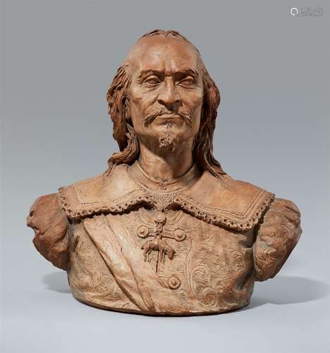 An important terracotta bust of a knight from the Order of the Golden FleeceAn almost life-sized