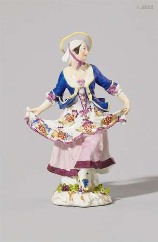 A rare Meissen porcelain figure of a dancing Tyrolean ladyFigure of a young lady captured in a