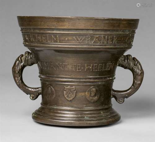 A rare Aachen mortar made for Wilhelm WranerGolden brown cast bronze with natural patina.