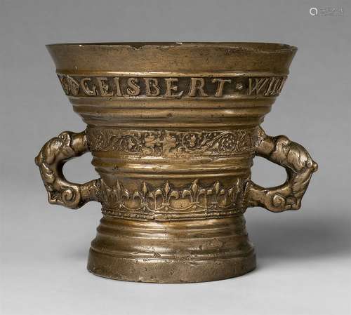 A Netherlandish Renaissance mortar for Geisbert WillemsenCast bronze with fine golden brown