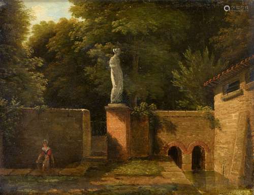 Jean-Victor BertinView of a Park with Fountain and Marble SculptureOil on canvas. 16.5 x 22 cm.