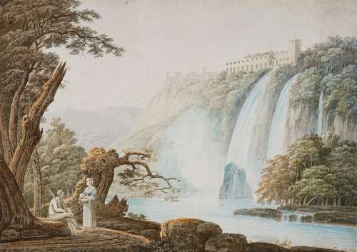 Jacob MoreThe Villa of Maecenas and the Waterfalls at TivoliWatercolour on paper. 50.5 x 71 cm.