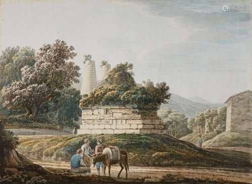 Jacob MoreThe Tomb of the Horatii and Curiatii on the Via Appia near AlbanoWatercolour on paper.