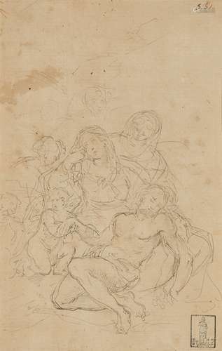 Italian School 17th centuryThe Lamentation of ChristGraphite on textured paper.. 24.5 x 15.5 cm.