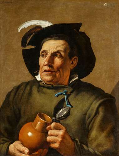 Hendrick BloemaertPortrait of a Man with a TankardOil on canvas (relined). 72.5 x 56 cm.Signed upper