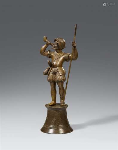 A Nuremberg bronze figure of a hunting groom, around 1570/1580Cast in the round, chased, and with