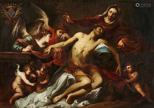 Stefano MagnascoThe Lamentation of ChristOil on canvas (relined). 114 x 174 cm.Stefano