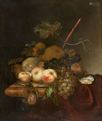 Herman van der MynStill Life with Fruit and an OysterOil on canvas (relined). 62 x 52 cm.Signed