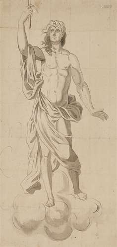 Italian School late 18th centuryThe Ascension of ChristGrey ink and wash.. 33.5 x 17.5 cm..