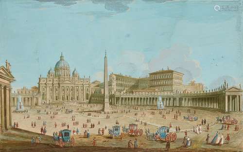 Francesco Panini, attributed toSaint Peter's Square in RomeGouache on paper, mounted on laid paper..