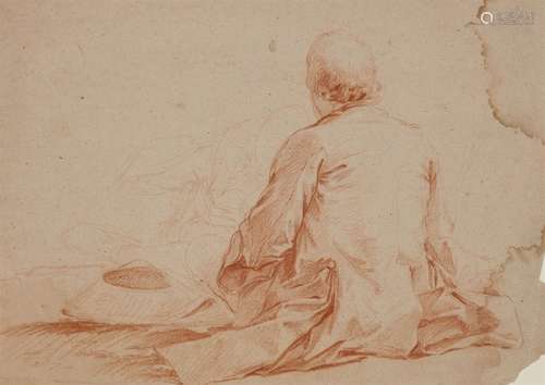 Probably french school 18th centuryBack View of a Seated ManRed chalk.. 25.5 x 35 cm..