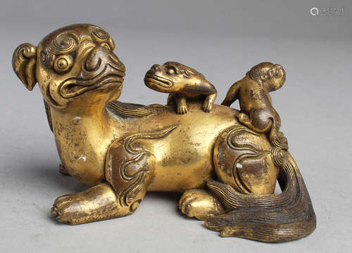 Chinese Gilt Bronze Mythical Beast Statue