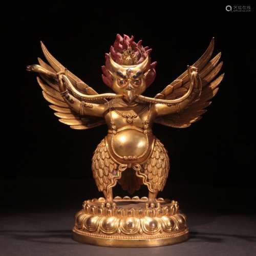 A Chinese Gilding Bronze Dapeng Abjurer Statue