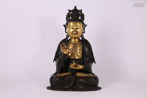 A Chinese Gilding Bronze Guanyin Statue