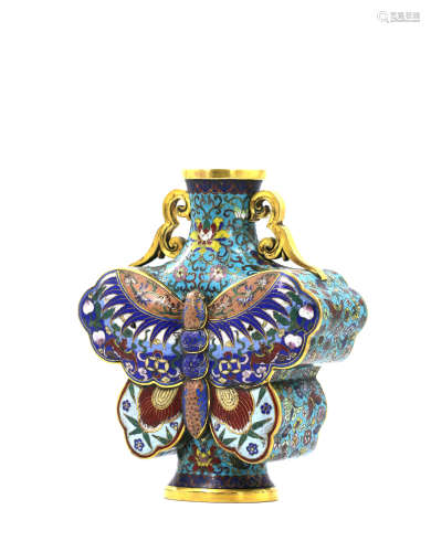 A chinese CLOISONNE butterfly shaped vase