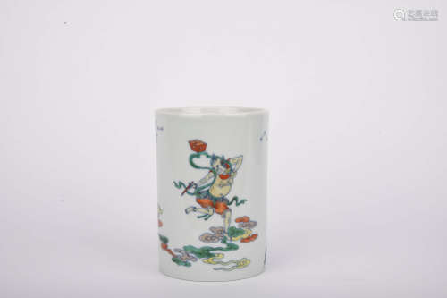 A Chinese clashing color Kuixing Porcelain Brush Pot