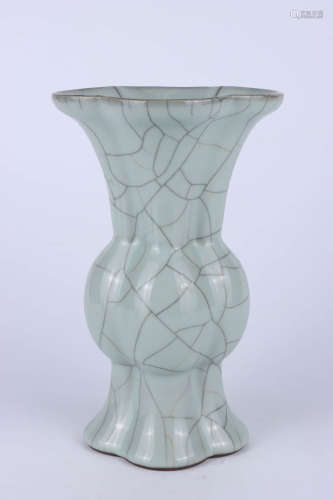 A Chinese geyao lobed porcelain vase