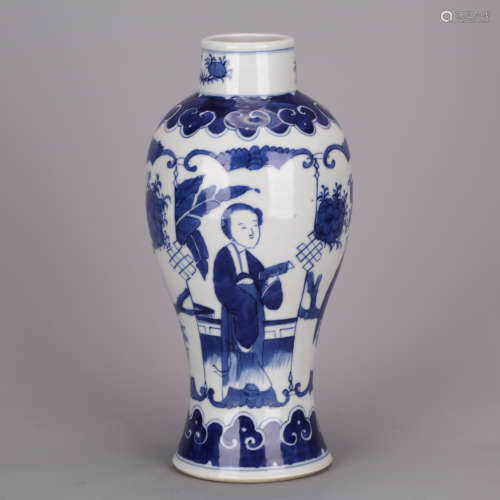 A Chinese Blue and White Porcelain Vase,Figure Printed