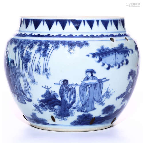 A Chinese A Chinese Blue and White Porcelain Tank