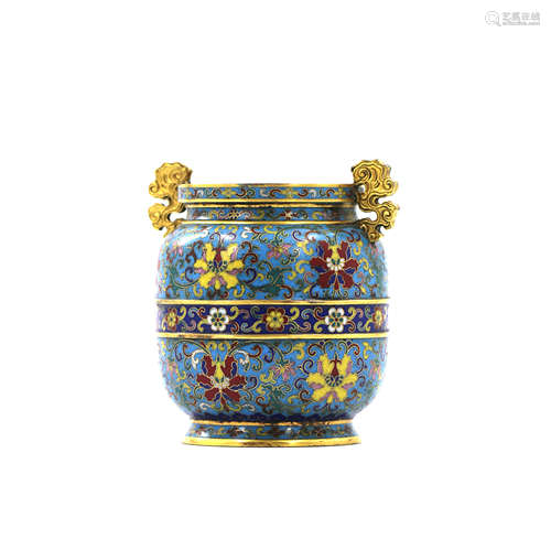 A chinese CLOISONNE wrapped floral incense burner