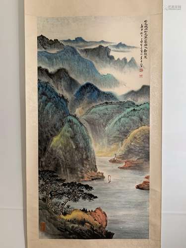 A Chinese Landscape Painting Scroll, Ying Yeping Mark