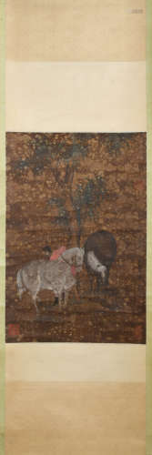 A Chinese horse riding painting, Zhao Mengfu Mark