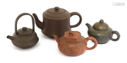 A collection of four Chinese Yixing zisha teapots,