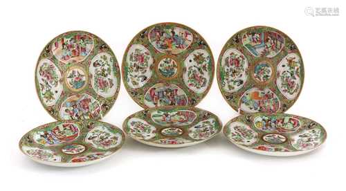 A collection of six Chinese Canton famille rose plates