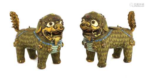 A pair of Chinese cloisonné enamel censers,