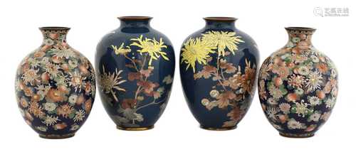 A collection of four Japanese cloisonné vases,