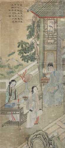 A pair of Chinese gouache paintings,