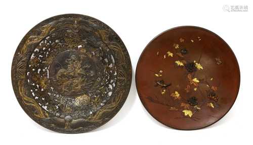 Two Japanese bronze plates,