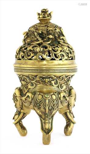 A Chinese bronze incense burner,