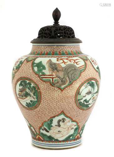 A Chinese wucai jar,