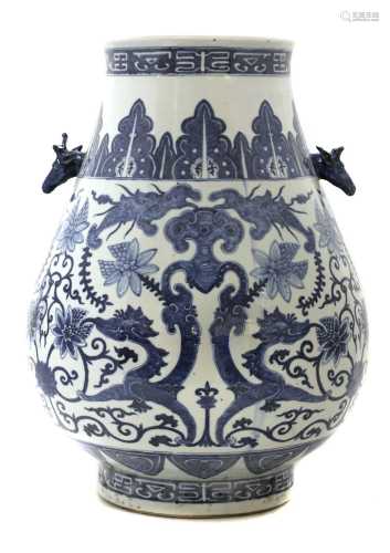 A large Chinese porcelain blue and white hu vase,