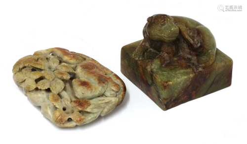 A Chinese hardstone seal,