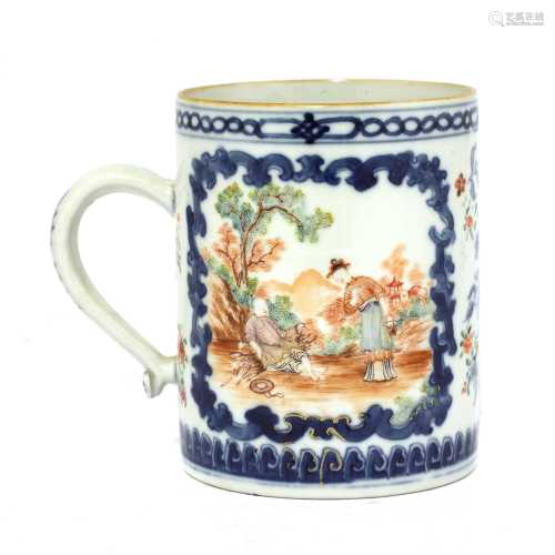 A Chinese famille rose mug,