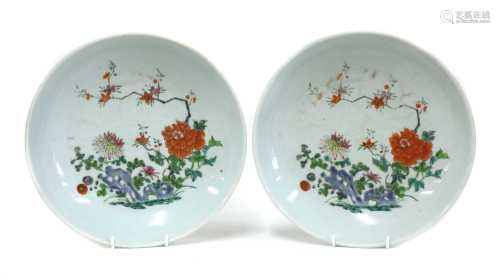 A pair of Chinese famille rose chargers,
