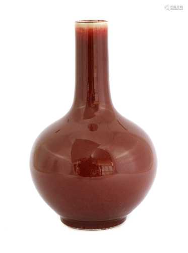 A Chinese red-glazed vase,