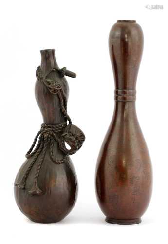 Two Japanese bronze vases,
